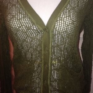 Free People Beach Olive Green knit cardigan size s
