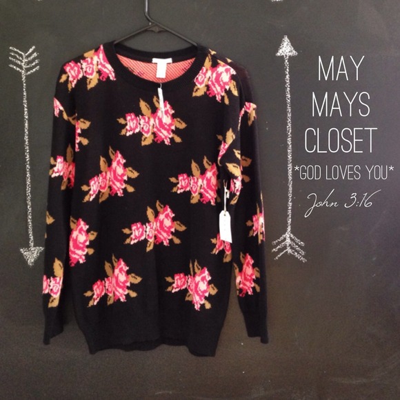 Forever 21 Sweaters - 🎀 Host Pick 🎀 NWT Floral Sweater Pink & Black S