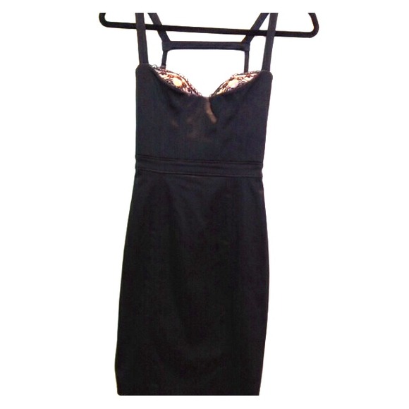 🎉HOST PICK!🎉Bebe Black Dress with Nude Lace Bust