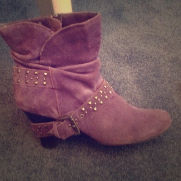 Purple heeled booties