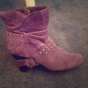 Purple heeled booties