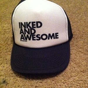 Black and white "inked and awesome" cap