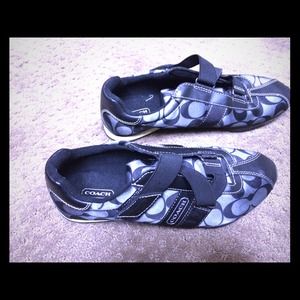 Coach Kyla black leather and satin sneaker