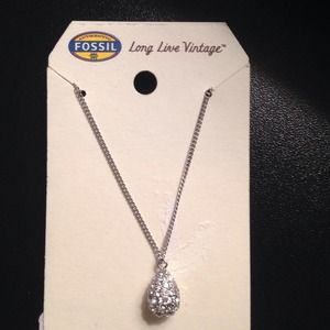 Fossil crystal teardrop necklace