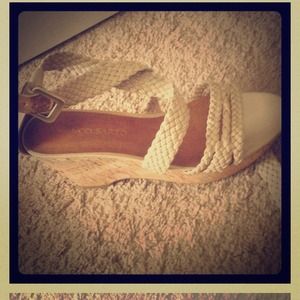 Bcbg seafoam green dress and tan wedges