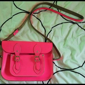 Cambridge Leather Satchel- Neon Pink
