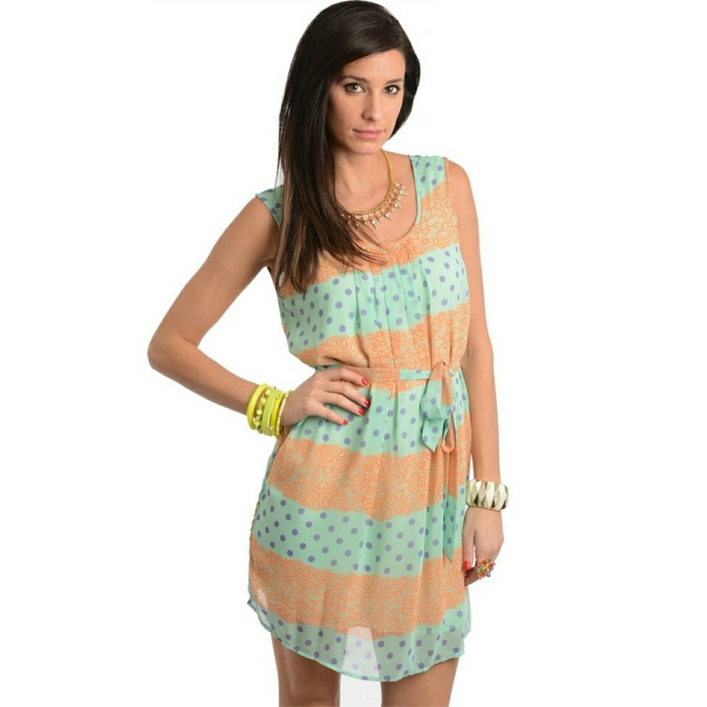 Flirty Mint/Orange Dress - Picture 1 of 4