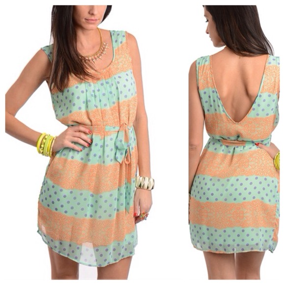 Flirty Mint/Orange Dress - Picture 3 of 4