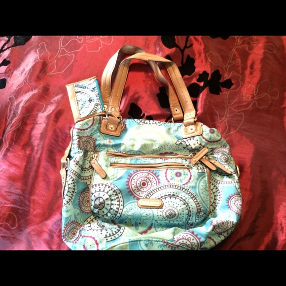 Blue with designs handbag
