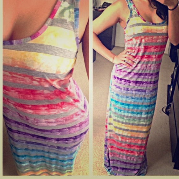 Dresses & Skirts - Multi color striped racer back maxi dress