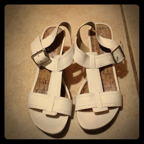 White wedge sandals