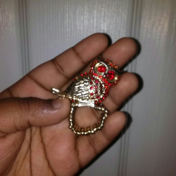 Red jewel owl Ring