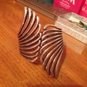 Winged bronze bangle bracelet