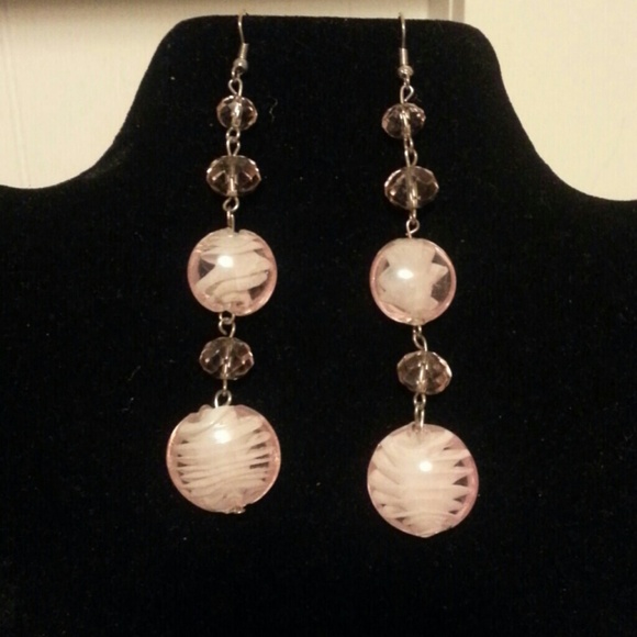 4in Pink Drop Earrings