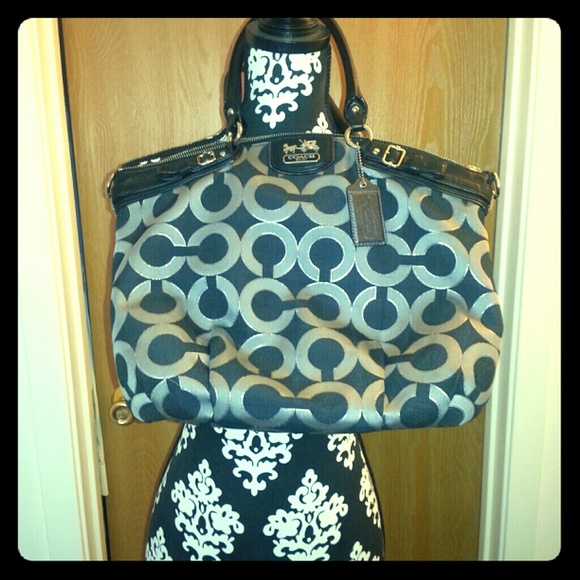 Coach Black, gray, and silver handbag