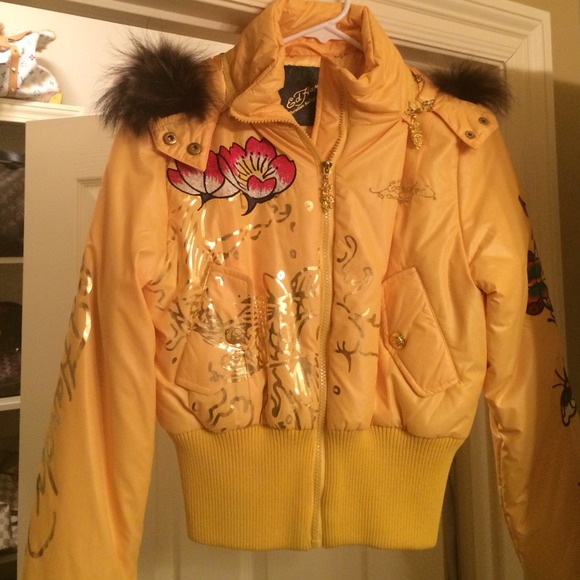 Ed Hardy Jackets & Blazers - Ed Hardy yellow and gold jacket. Size extra small