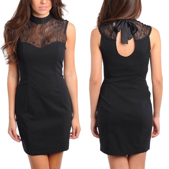 Sleeveless Little Black Turtleneck Cocktail Dress