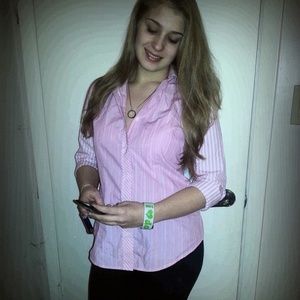 Pretty pink striped button up <3