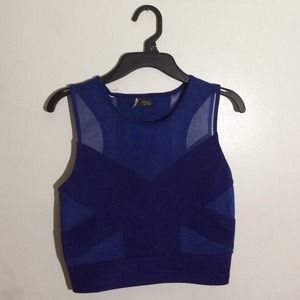 Royal Blue Mesh Cutout Crop Top