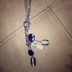 Grey stone and silver necklace-wear multiple ways