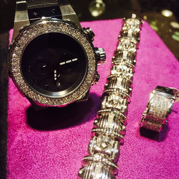 Diamonds watch, men's bracelet & men's ring