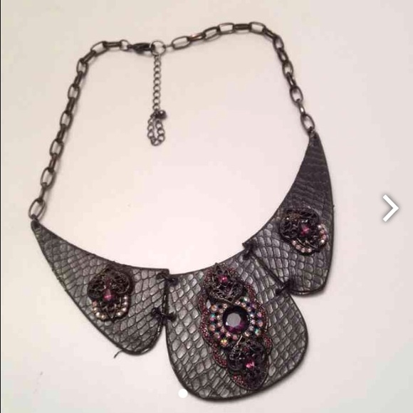 Purple python pieces statement necklace
