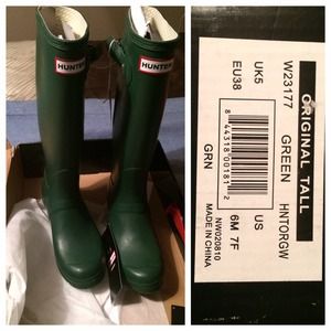 Hunter Shoes - Hunter Green Rain Boots and a Dress Hunter Shoes - Hunter Green Rain Boots and a Dress