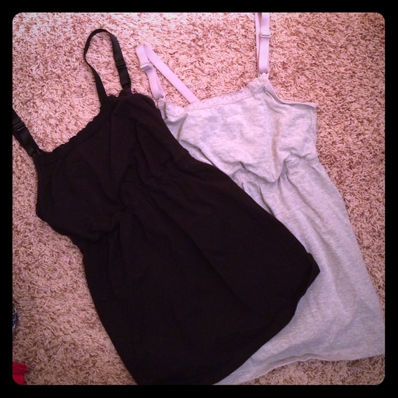 Bundle of two spaghetti strap breastfeeding tops