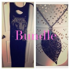 Tiger dress and leaf necklece