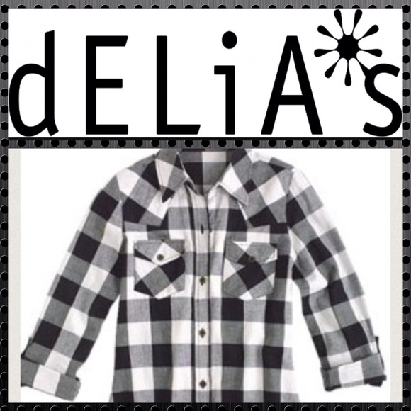 Delia's Black And White Checkered Shirt