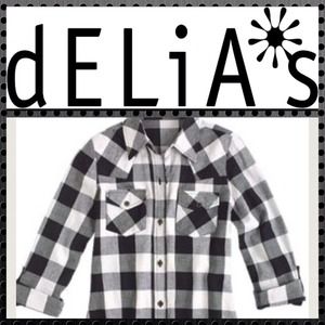 Delia's Black And White Checkered Shirt