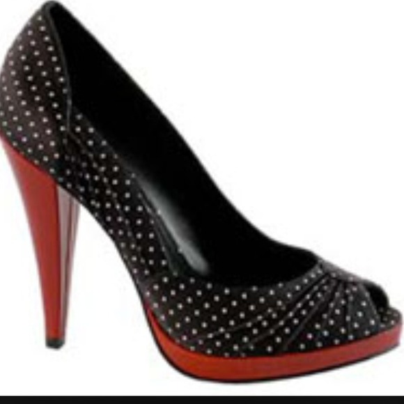 Red. $ Steve Madden Richh polka dot peeptoe heels.