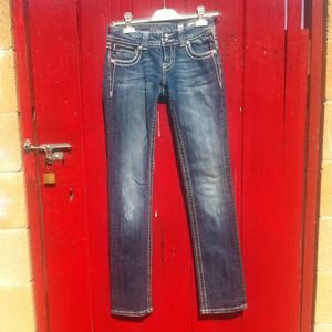 Miss Me Straight Jeans with embellished pockets!