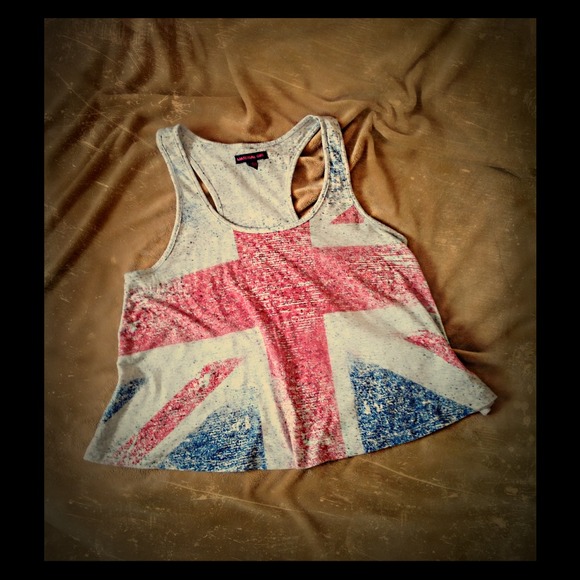 Material Girl Cropped British Flag Print Tank