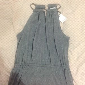 Calvin Klein silver keyhole tank.