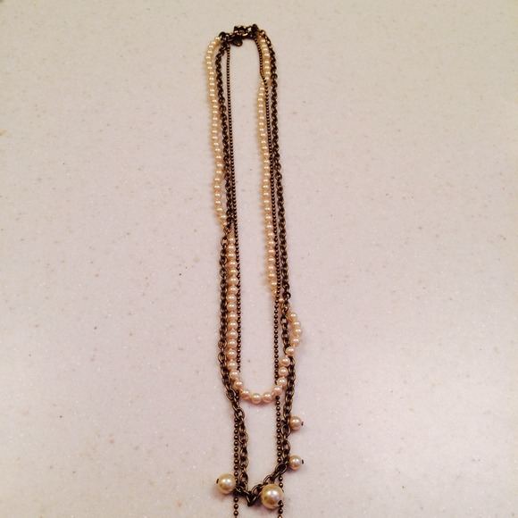 Jcrew multistrand chain necklace with pearls