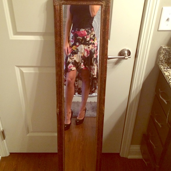 Floral high low skirt