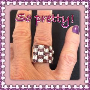 Purple & white simulated diamonds in sterling