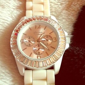 Geneva silicone baguette crystal watch