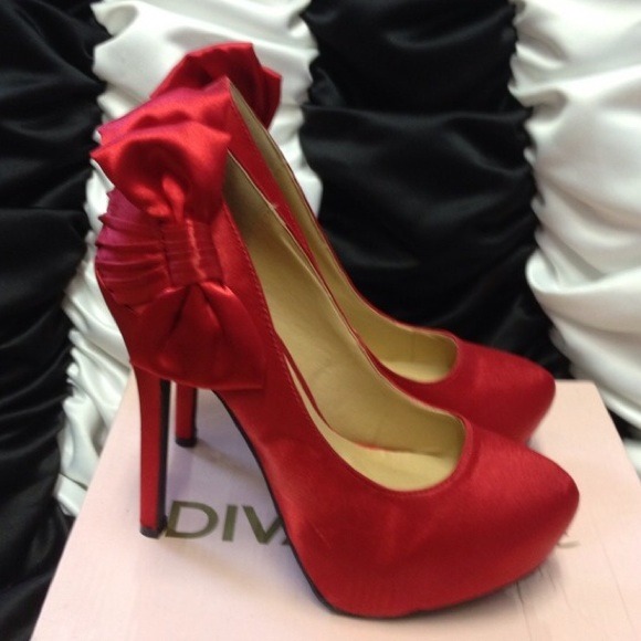 Shoes - SALE⚡️ Red Satin Platform Pumps Heels Prom