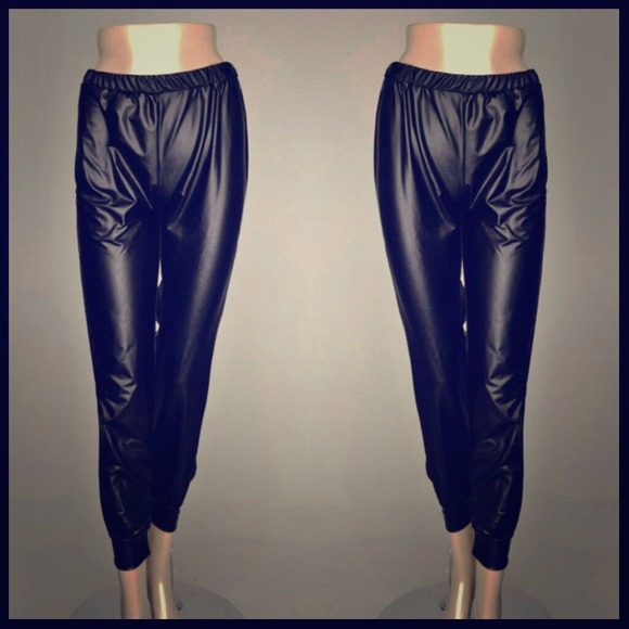 Faux leather joggers size large