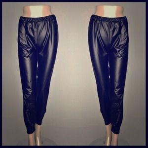 Faux leather joggers size large