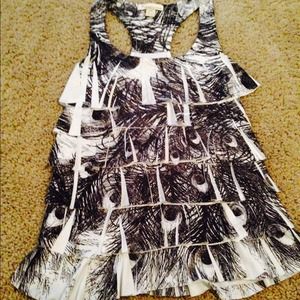 Ruffled black and white top