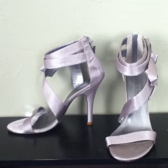 Silver satin dressy heels