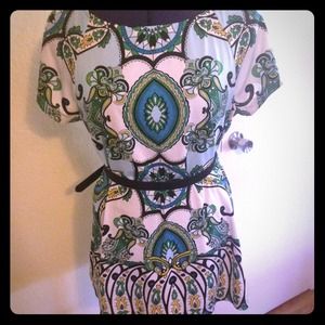 Blue green yellow and black tunic