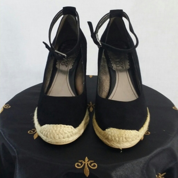 Franco Sarto Black Suede wedge heel shoes