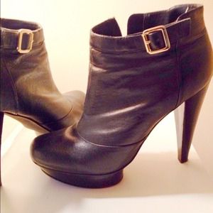Black leather booties