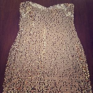 Strapless sequin dress
