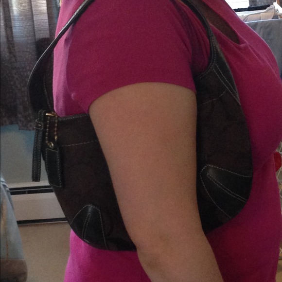 Coach Signature Brown Hobo Handbag - Picture 3 of 4