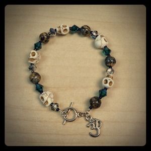 New! Natural Gemstones w/ charm bracelet